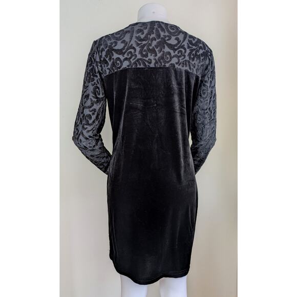 VTG Diane Von Furstenberg Sheath Minidress Medium Black Velvet Burnout Cocktail - Picture 7 of 9